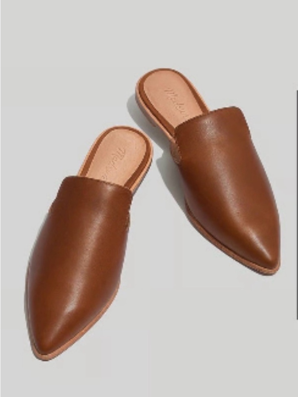 Madewell Tan Leather Gemma Mule in leather Pointed Slide Mules
